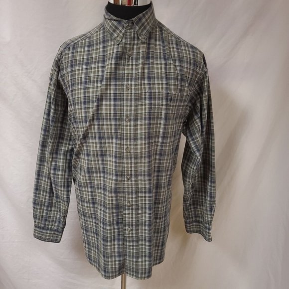 Wrangler Rugged Wear Mens XL Brown Stripe Plaid Long Sleeve Button Up Shirt - Picture 11 of 11